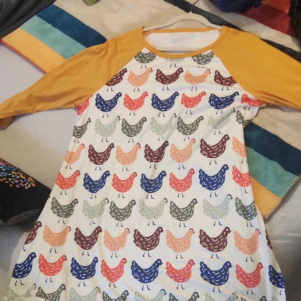 Trendy Boutique Multicolor Chicken Print Dress